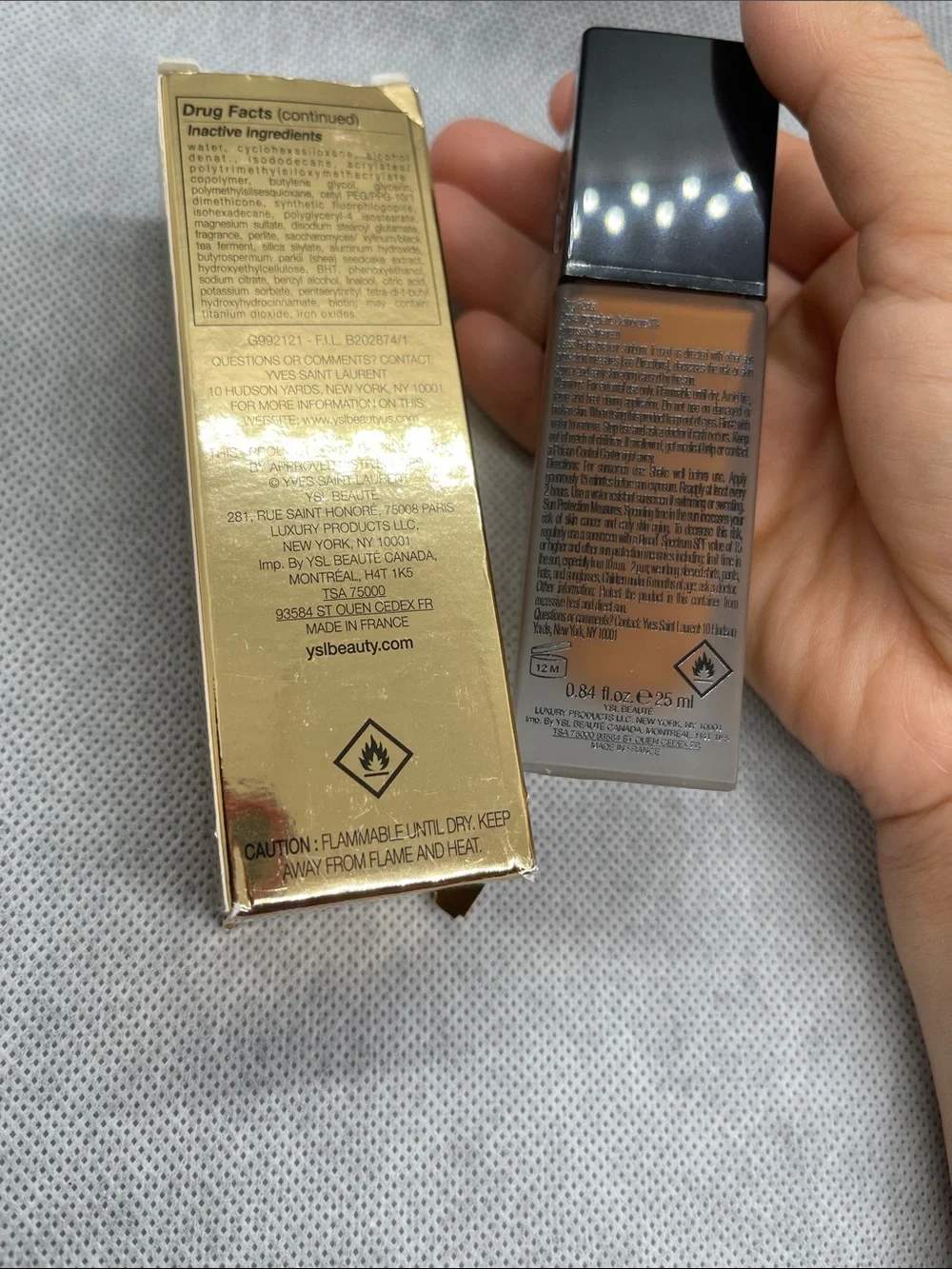 Yves Saint Laurent All Hours Foundation - Gold Box & Warm Brown Bottle
